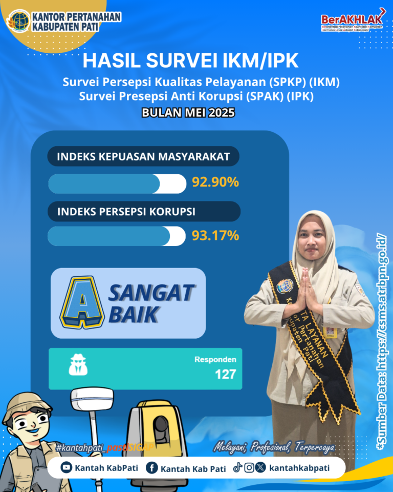 Evaluasi Publik: Kantor Pertanahan Kabupaten Pati Sampaikan Hasil Survei IKM dan IPK Mei 2025