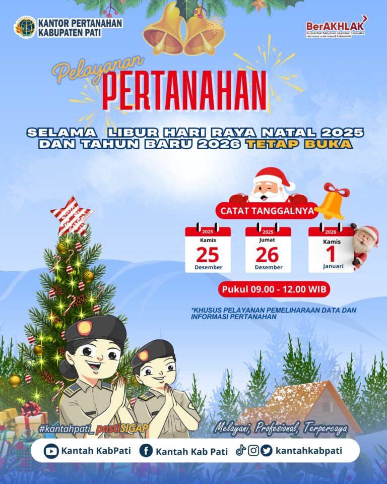 Pelayanan Pertanahan Selama Libur Hari Raya Natal Tahun 2025 dan Tahun Baru 2026
