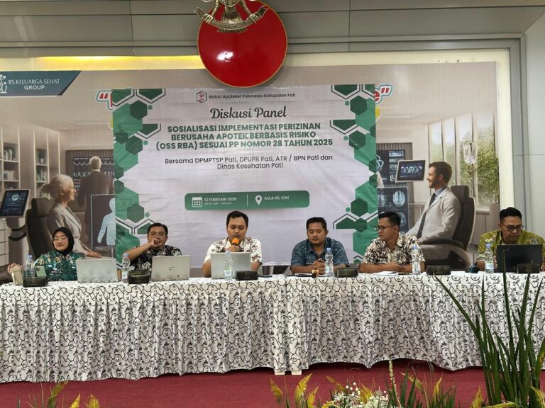 Kantor Pertanahan Kabupaten Pati menjadi narasumber dalam kegiatan Sosialisasi Implementasi Perizinan Berusaha Apotik Berbasis Resiko (OSS RBA), 12/02/2026