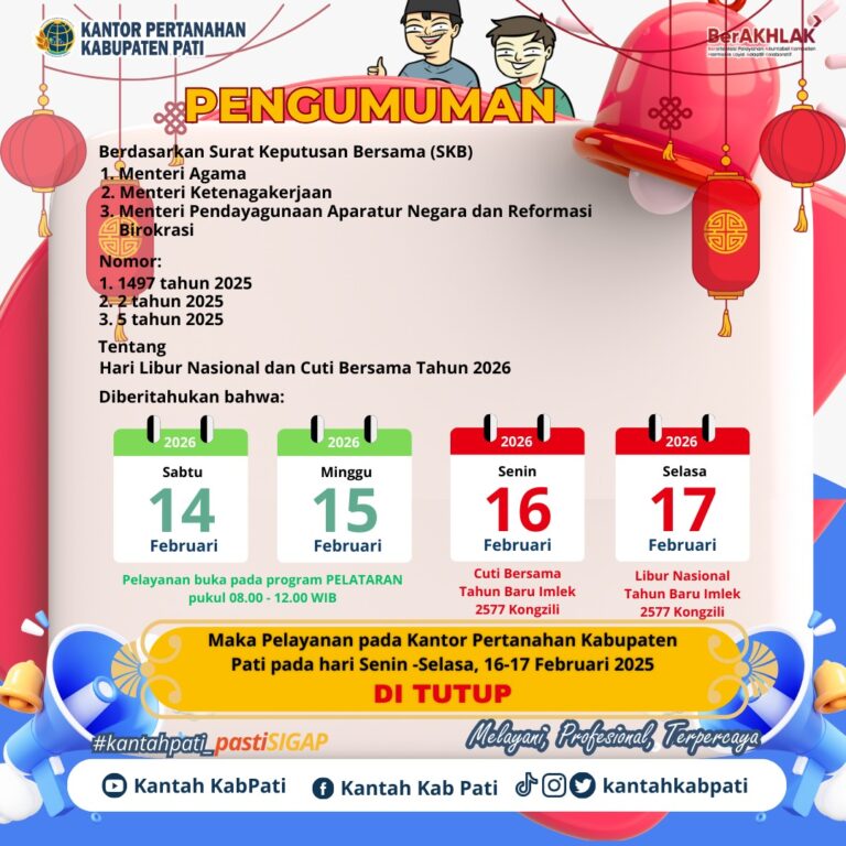 Info Pelayanan Kantor Pertanahan Kabupaten Pati!!!