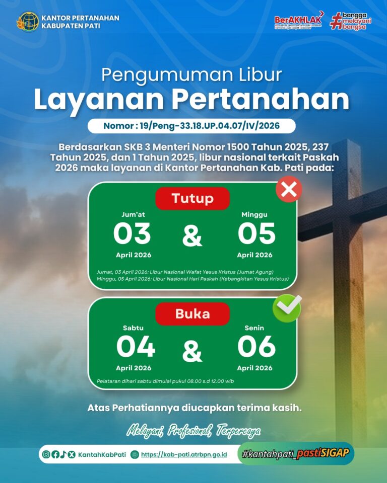 Pengumuman Libur Layanan Pertanahan