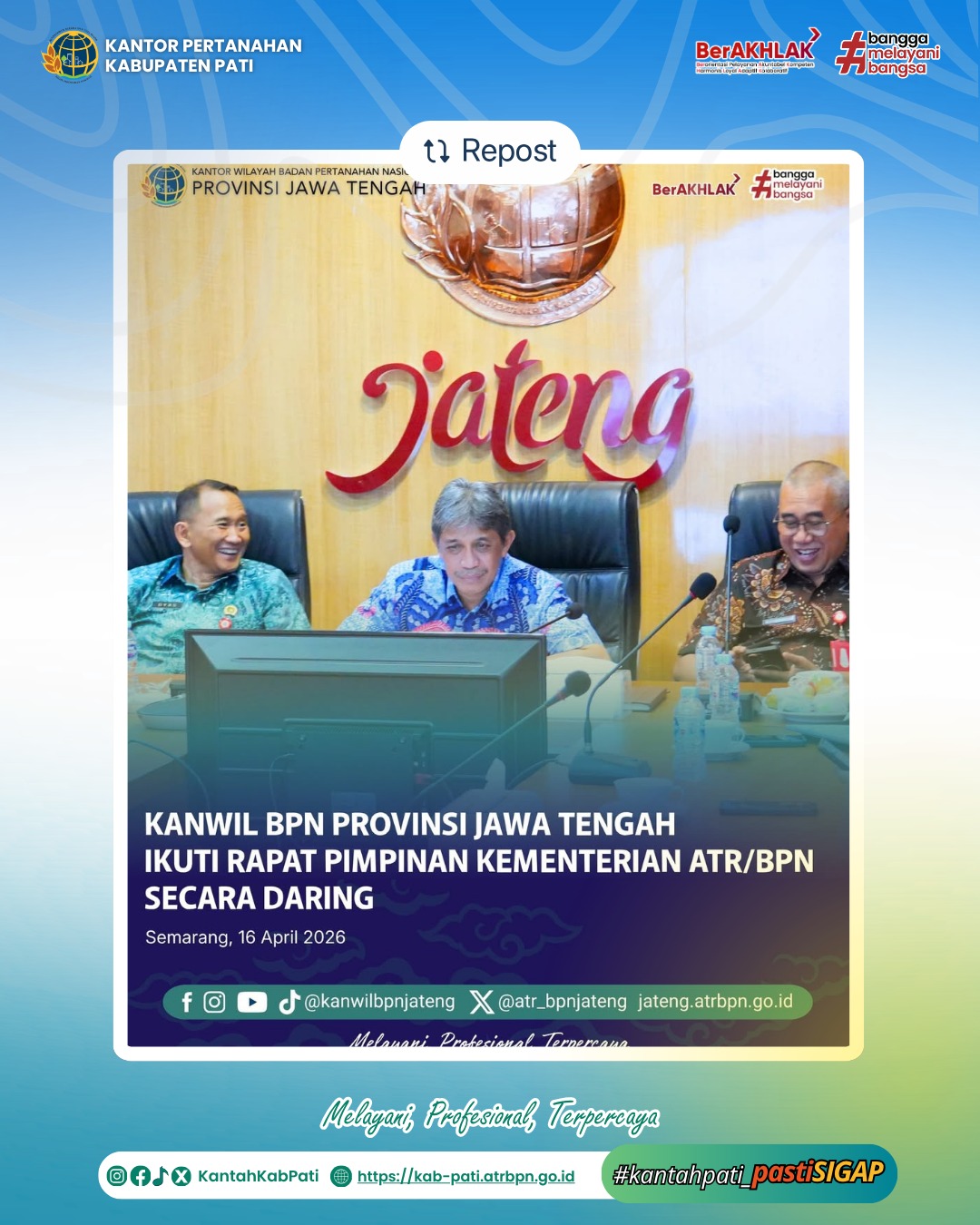 Rapat Pimpinan Kementerian Agraria dan Tata Ruang/Badan Pertanahan Nasional yang diselenggarakan secara luring dan daring