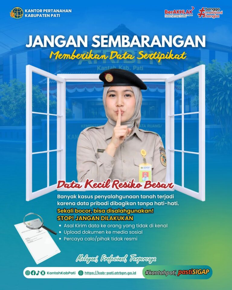 Halo #SobATRBPN, mulai sekarang stop memberikan data sertipikat tanah sembarangan yaa