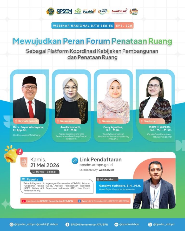 Kantor Pertanahan Kabupaten Pati Dukung Penguatan Penataan Ruang melalui Webinar Nasional BPSDM ATR/BPN
