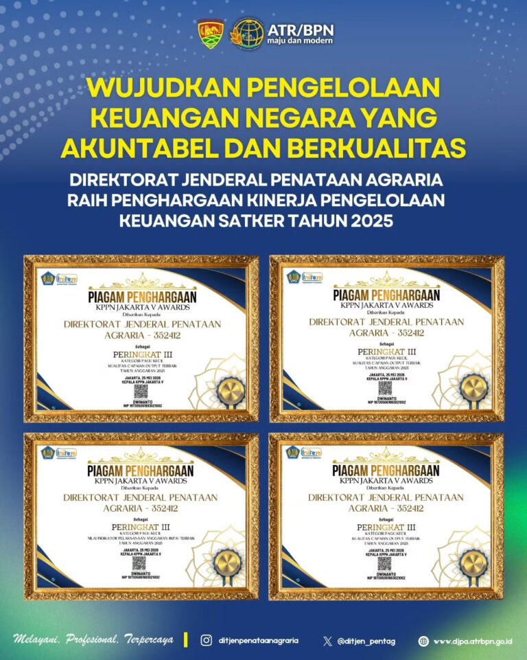 Ditjen Penataan Agraria Raih Empat Penghargaan pada KPPN V Awards Tahun 2025