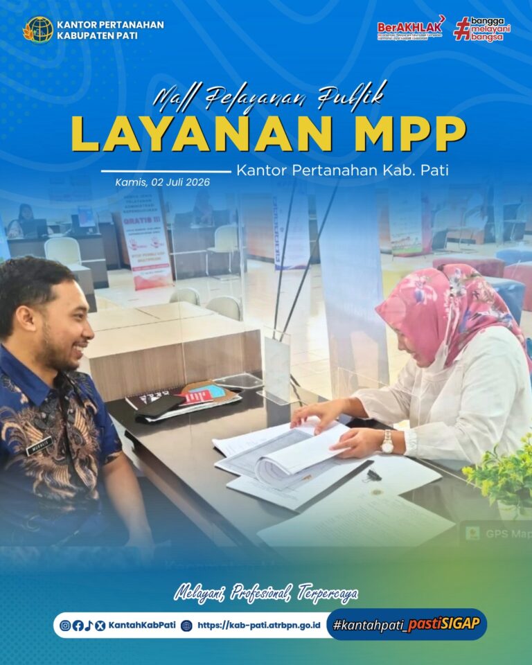 Kantor Pertanahan Kabupaten Pati terus berkomitmen meningkatkan kualitas pelayanan kepada masyarakat melalui penyediaan layanan pertanahan di Loket Mall Pelayanan Publik (MPP) Kabupaten Pati