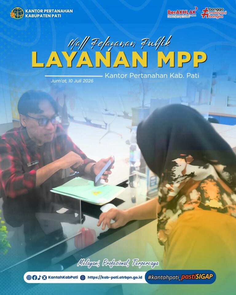 Kantor Pertanahan Kabupaten Pati terus berkomitmen meningkatkan kualitas pelayanan kepada masyarakat melalui penyediaan layanan pertanahan di Loket Mall Pelayanan Publik (MPP) Kabupaten Pati