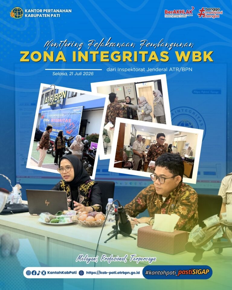 Kantor Pertanahan Kabupaten Pati Terima TIM Monitoring Pelaksanaan Pembangunan Zona Integritas dari Inspektorat Jenderal ATR/BPN