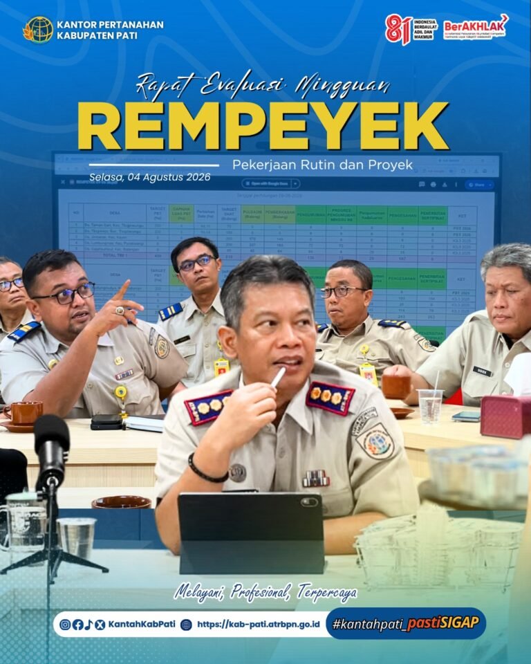 Kantor Pertanahan Kabupaten Pati menggelar Rapat Evaluasi Mingguan Pekerjaan Rutin dan Proyek (REMPEYEK)