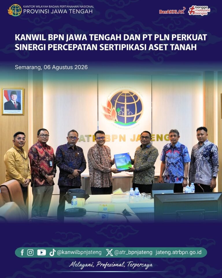 Kantor Wilayah Badan Pertanahan Nasional (BPN) Provinsi Jawa Tengah menerima audiensi dari PT PLN (Persero) di Ruang Rapat Merapi