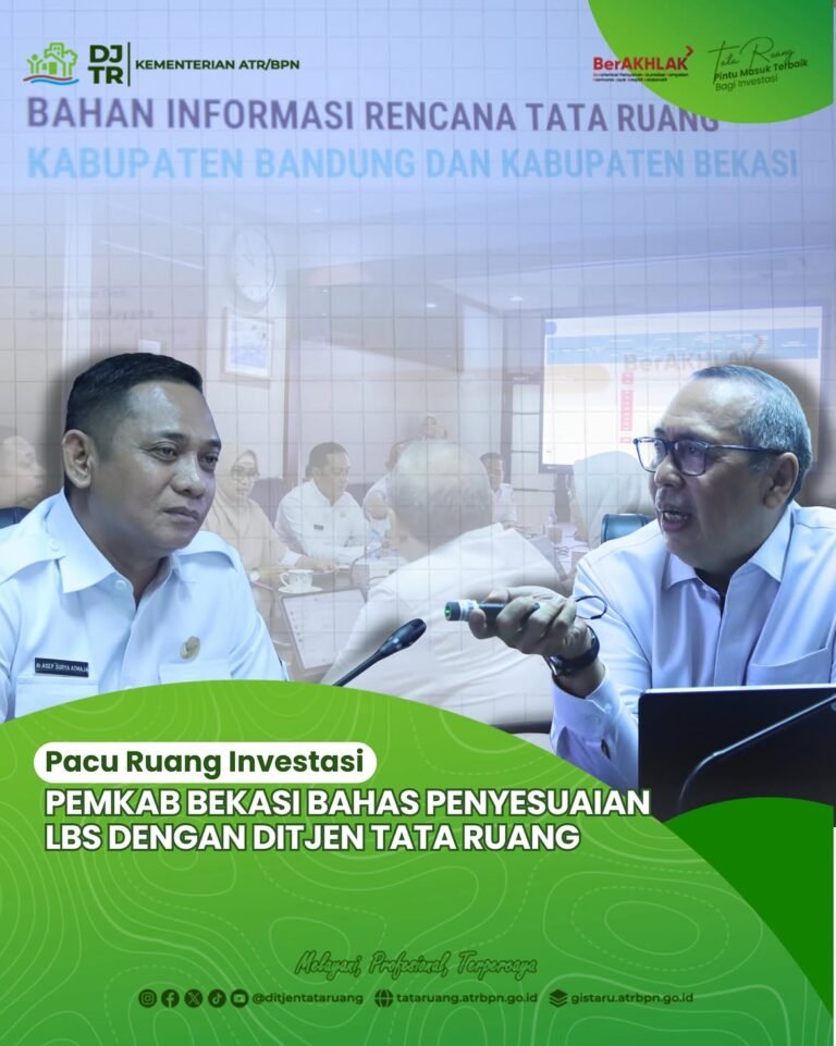 Direktorat Jenderal Tata Ruang Kementerian Agraria dan Tata Ruang/Badan Pertanahan Nasional (Kementerian ATR/BPN) menerima kunjungan kerja Pemerintah Kabupaten (Pemkab) Bekasi di Ruang Rapat Bromo, Gedung Direktorat Jenderal Tata Ruang, Jakarta