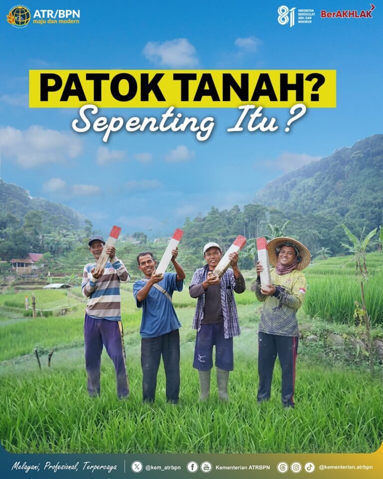 Halo #SobATRBPN! Tahukah kamu bahwa patok tanah bukan sekadar penanda biasa? Ini memiliki peran yang sangat penting untuk menunjukkan batas bidang tanah sekaligus mencegah potensi sengketa di kemudian hari.