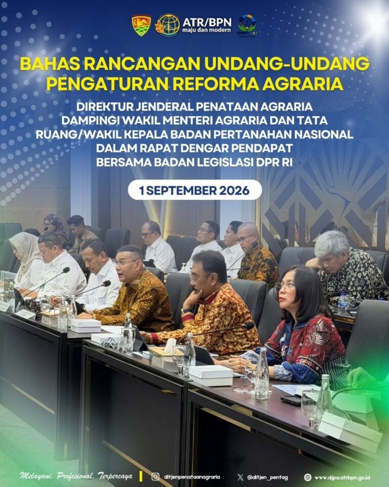 Direktur Jenderal Penataan Agraria, Embun Sari beserta para Pejabat Pimpinan Tinggi Pratama di lingkungan Direktorat Jenderal Penataan Agraria menghadiri Rapat Dengar Pendapat bersama Badan Legislasi DPR RI