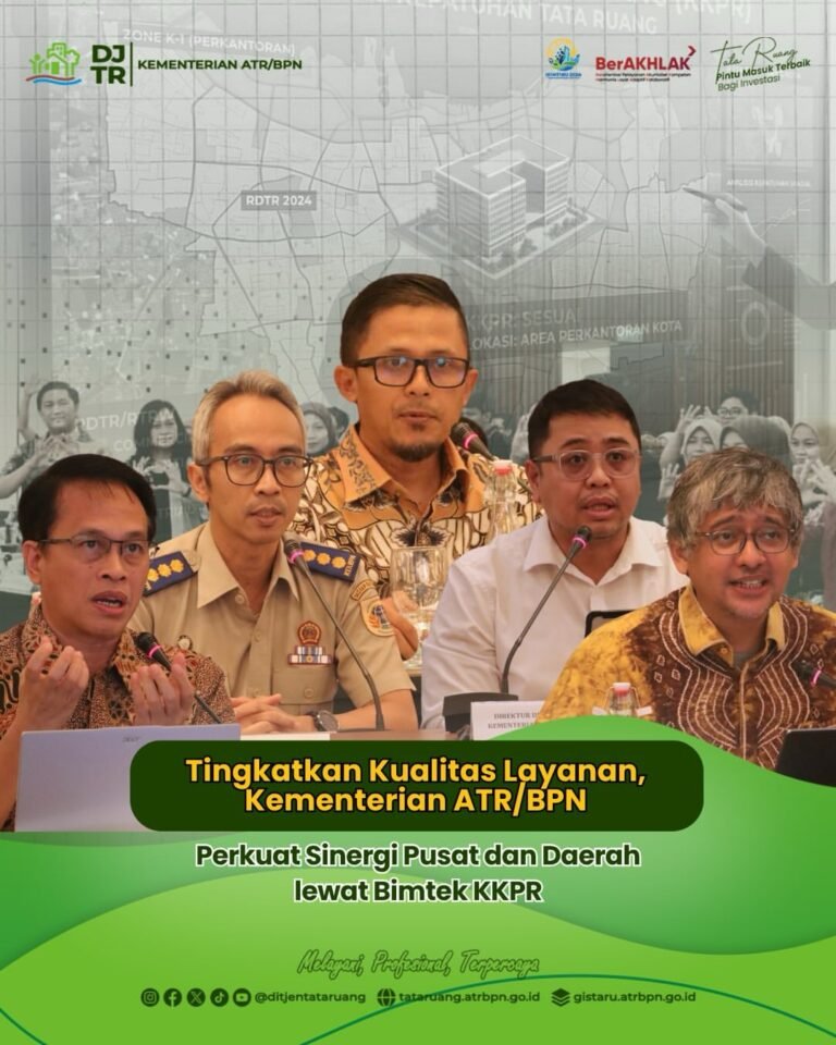 Direktorat Jenderal Tata Ruang, Kementerian Agraria dan Tata Ruang/Badan Pertanahan Nasional (ATR/BPN) menyelenggarakan Bimbingan Teknis (Bimtek) Penguatan Layanan Pelaksanaan Kesesuaian Kegiatan Pemanfaatan Ruang (KKPR) di Jakarta